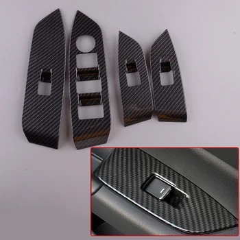 1 Комплект Крышек панели переключателя стеклоподъемника двери, накладок, подходящих для Mazda CX-5 CX5 2017 2018 2019 2020-2022 LHD из углеродного волокна, Зернистый пластик