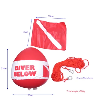 1 ШТ. Надувной сигнальный поплавок для дайвинга, трубка для подводного плавания, маркер поверхности для дайвинга, надувной флаг для дайвинга, красный сигнальный буй 5