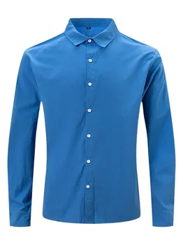 2023 Весенне-осенняя мужская повседневная рубашка из хлопка и конопли Slim Fit для мужчин 2