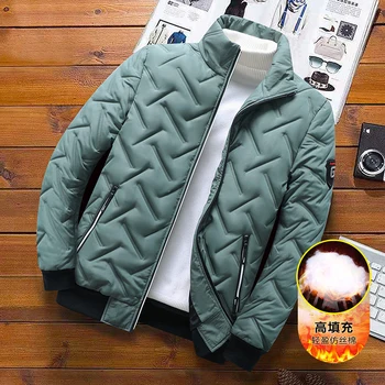 2024 Пальто со стоячим воротником, осенняя куртка, мужская куртка с хлопковой подкладкой, Корейская модная уличная одежда, повседневная куртка, мужская модная одежда