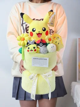 22x35 см Плюшевые игрушки Pokemon Kawaii, кукольный букет из аниме Пикачу, плюшевая кукла Pokémon, креативный милый подарок на День Рождения для подруги