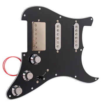 3-слойная Предварительно Подключенная Накладка Pickguard Guitar Protector с Накладкой звукоснимателя SSH для Хамбакеров для электрогитары (черный)