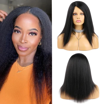Belle Show Синтетические прямые парики цвета Яки, 14-дюймовые афро-кудрявые парики из натуральных мягких волос, парик для ежедневного использования женщинами