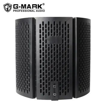 G-MARK Складной изолирующий экран студийного микрофона, 3 панели, Звукопоглощающая пена, складывающаяся для записи музыки, шумоподавление