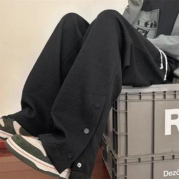 LAPPSTER-Молодежные Дизайнерские брюки для бега трусцой в стиле харадзюку с пуговицами 2023, комбинезоны, Корейская мода, Японские спортивные штаны, Повседневные широкие брюки 1