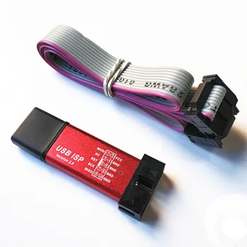 Алюминиевый корпус USB ISP USBISP USBASP Плата модуля программатора ASP для 51 ATMEL AVR WIN7 64 (Случайный цвет)
