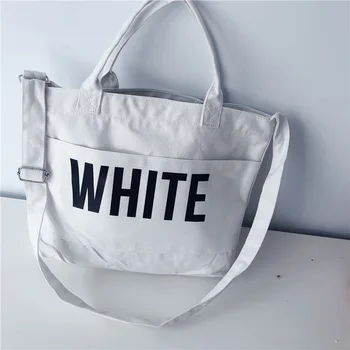 Белая холщовая сумка, повседневная сумка для студенток, простая сумка на одно плечо, портативная женская тканевая сумка, холщовая сумка через плечо.