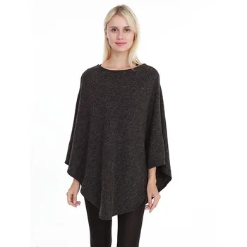 Демисезонный Новый женский топ, пуловер, накидка с открытыми плечами, универсальная трикотажная рубашка, модное уличное пончо, женские накидки, Черные плащи 0