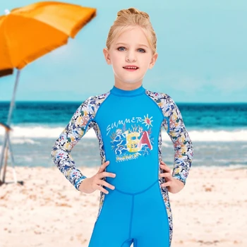 Детская одежда для дайвинга, сохраняющая тепло, для девочек Гидрокостюмы с солнцезащитным кремом с длинным рукавом, быстросохнущие гидрокостюмы для плавания, детские тренировочные купальники для подводного плавания