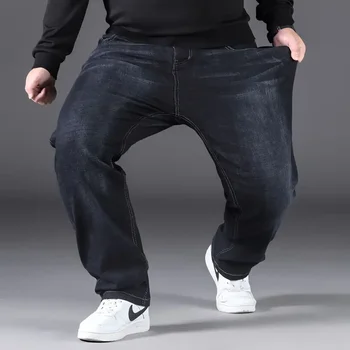 Джинсы оверсайз Мужские демисезонные Свободные прямые брюки большого размера Повседневная мужская одежда Длинные брюки 2023 Новые брюки