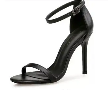 Женская обувь на высоком каблуке, Тапочки, босоножки на пуговицах, Новые пикантные модные летние сандалии на тонком высоком каблуке, женские черно-белые сандалии