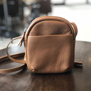 Женская сумка из натуральной кожи 2023, новая мини-сумка для телефона, модная сумка через плечо, ретро-сумка через плечо из воловьей кожи верхнего слоя