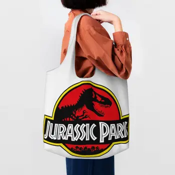 Изготовленная на заказ холщовая сумка для покупок в парках Юрского периода, женская прочная сумка для покупок в продуктовых магазинах большой емкости, сумки для покупок в мире динозавров, сумки