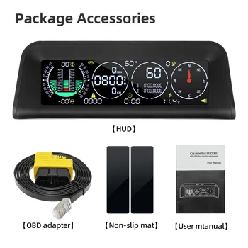 Интеллектуальный головной дисплей автомобиля X92, цифровой спидометр, компас, HUD, умный инклинометр, GPS, монитор давления в шинах, ЖК-дисплей Didplay