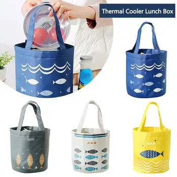 Круглая сумка для ланча большой емкости, термосумка, сумка-тоут, портативная сумка для хранения, модная изоляционная сумка, ланч-бокс для пикника