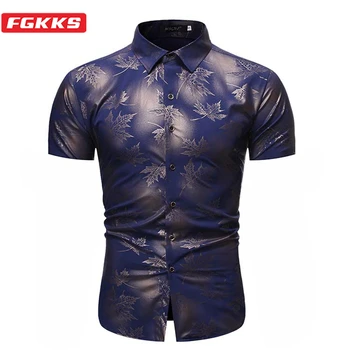 Летняя рубашка с принтом FGKKS 2023, мужская хлопковая футболка с коротким рукавом, высококачественная уличная брендовая модная рубашка, мужские рубашки