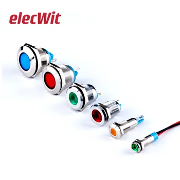 Мини 5шт светодиодная металлическая индикаторная лампа из нержавеющей стали, никеля, латуни, сигнальная лампа 6 8 12 16 19 22 мм, красный и зеленый, двухцветный 12V24V