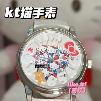 Наручные часы Kawaii Аниме Sanrio, Hello Kitty, Новый милый мультфильм, Водонепроницаемые Простые Кварцевые часы, Цифровые часы, Портативные для девочек, для 3