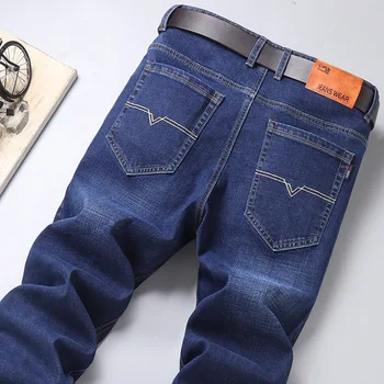 Оптовая продажа Guangzhou Xintang Jeans Мужские Высококачественные Износостойкие Повседневные Свободные Эластичные Прямые Деловые Мужские Джинсы