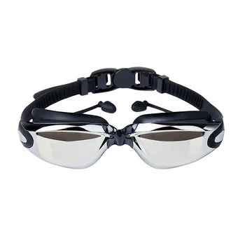 Очки для плавания Очки для плавания для взрослых, цельные затычки для ушей, гальванические очки для плавания с защитой от запотевания высокой четкости 1