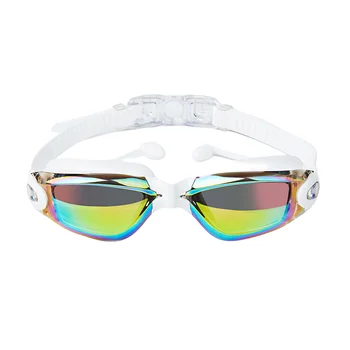 Очки для плавания Очки для плавания для взрослых, цельные затычки для ушей, гальванические очки для плавания с защитой от запотевания высокой четкости 2