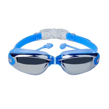 Очки для плавания Очки для плавания для взрослых, цельные затычки для ушей, гальванические очки для плавания с защитой от запотевания высокой четкости 3