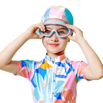 Профессиональные водонепроницаемые очки с защитой от запотевания и ультрафиолета в большой оправе, детские спортивные очки для плавания, купальные костюмы