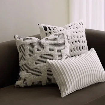 Роскошные подушки ручной работы, геометрическая наволочка с ворсом 50x50, Декоративная наволочка для дивана Art Home, украшение комнаты высокого уровня.