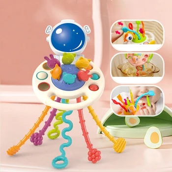 Сенсорные Игрушки Montessori Pull String Для Детей от 6 до 12 Месяцев, Силиконовые Развивающие Игрушки, Развивающие Игрушки для Детей от 1 до 3 Лет 3