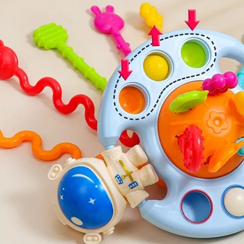 Сенсорные Игрушки Montessori Pull String Для Детей от 6 до 12 Месяцев, Силиконовые Развивающие Игрушки, Развивающие Игрушки для Детей от 1 до 3 Лет 4