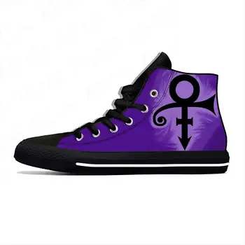 Символ дождя, певец рок-музыки, фиолетовый принц, забавная повседневная матерчатая обувь с высоким берцем, Удобные дышащие мужские и женские кроссовки с 3D-принтом