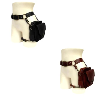 Средневековый поясной ремень, сумка для ног, набедренная сумка в стиле стимпанк, поясная сумка из искусственной кожи, мотоциклетный кошелек на бедре для женщин