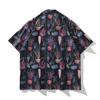 Темная Иконка Медузы С Полным Принтом Мужская Рубашка Летний Отдых Пляж Гавайские Рубашки Мужчины Лето 2022 1