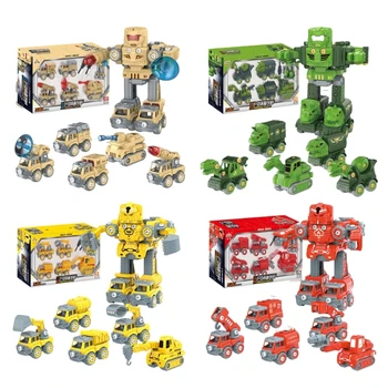 Трансформирующаяся игрушка-динозавр 5 в 1, Строительные машины, Робот, Детская игрушка-робот H37A