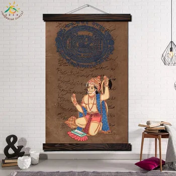 Хануман Индуистский Бог Искусство Современное настенное искусство Печать картин и плакатов В рамке Подвесной прокрутки Холст Картина Холст плакат для домашнего декора