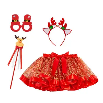 Юбка-пачка для девочек, юбка-пачка для рождественских танцев, мягкое балетное платье принцессы для танцев, рождественские костюмы для детей 2-8 лет