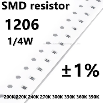 (100шт) 1206 SMD резистор 1% 200K 220K 240K 270K 300K 330K 360K 390K 1/4 Вт более высокого качества