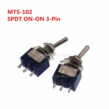 10шт Мини-MTS-102 3-контактный переключатель G107 SPDT ВКЛ.-ВКЛ. 6A 125 В 3A250 В переменного тока