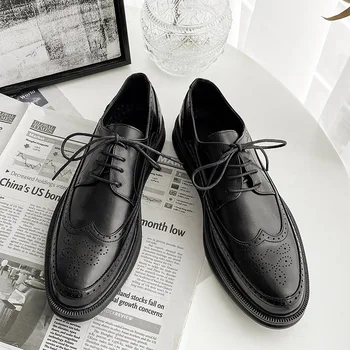2021 Модная Деловая Обувь Мужская Повседневная Обувь Черные Белые Броги Мужская Обувь KA2907