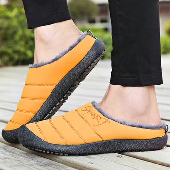 2022 Новые зимние тапочки для мужчин и женщин, теплая домашняя обувь, водонепроницаемые нескользящие домашние тапочки, большой размер
