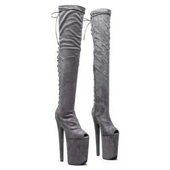 Auman Ale, новинка, замшевый верх 23 см/9 дюймов, Пикантные экзотические женские ботинки на платформе и высоком каблуке для вечеринок, обувь для танцев на шесте 064