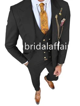 Bridalaffair 2023 Мужские костюмы Одежда жениха Смокинги с отворотами Деловой Костюм для вечеринки из 3 предметов (куртка + Жилет + брюки)