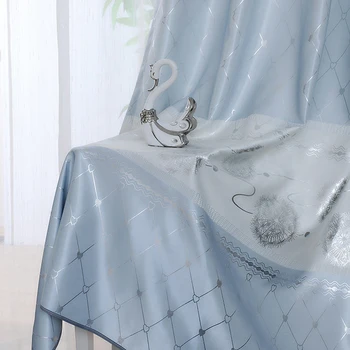 Dreamwood Advanced Bronzing Craft, Готовая занавеска для гостиной, современный Европейский полиэстер, синяя плотная ткань для штор для спальни
