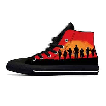 Red Dead Redemption RDR2 Аниме Мультфильм Комикс Игра Повседневная Тканевая обувь с высоким берцем Легкие Дышащие мужские и женские кроссовки с 3D принтом