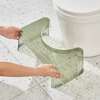 Бытовая утолщенная скамеечка для ног унитаза Пластиковый детский стул для ног Усиленный инструмент Противоскользящий Портативный табурет для приседания в ванной