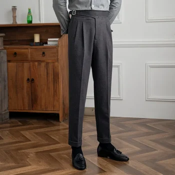 Весенние модные брюки для мужчин, офисные брюки, мужские деловые Повседневные брюки, наряды для британских светских клубов, Pantalones Hombre 0
