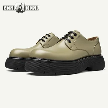 Винтажные модельные туфли в британском стиле с большим носком, мужские оксфорды на толстой платформе, мужская обувь из натуральной кожи, Брендовая официальная обувь из коровьей кожи.