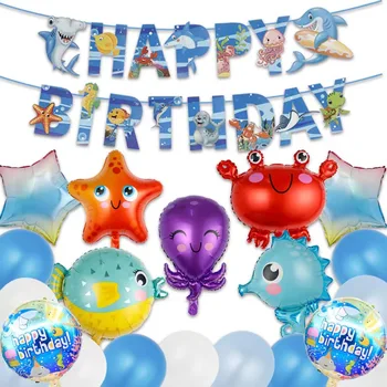 Воздушный шар из фольги набор воздушных шаров с животными подводного морского мира детский душ вечеринка по случаю дня рождения свадебное украшение воздушный шар морской тематики