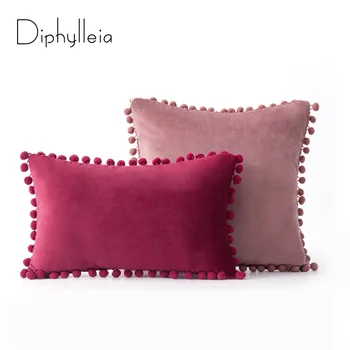 Высококачественная мягкая бархатная наволочка Diphylleia с помпоном, украшение подушки для дивана, наволочки для спальни, бесплатная доставка
