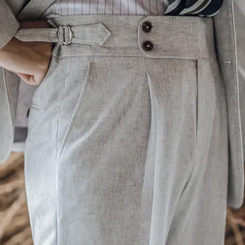 Высококачественные офисные брюки для светского костюма, повседневные свадебные брюки жениха, Серые Итальянские деловые брюки для мужчин Pantaloni Uomo Casual